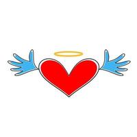 vector de icono de corazón. corazón con alas y halo aislado sobre fondo blanco. símbolo del corazón del día de san valentín.