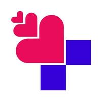 Cross plus Heart Medical Logo Badge Design Template elements vector