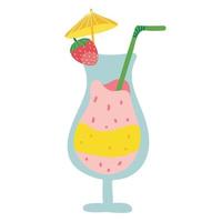 Fresh drink glass of smoothie or diet beverage fruit cocktail vector illustration in flat cartoon design isolated clipart