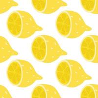 Abstract half lemon vector seamless pattern. Endless texture for wallpaper, textile, fabric, paper. Flat fruits on white. Summer freshness background