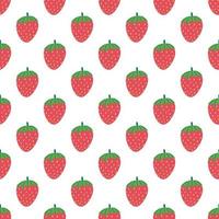 Lindo patrón de vector transparente de fresa. fondo repetitivo de frescura con bayas de frutas de verano. uso para tela, papel de regalo, embalaje
