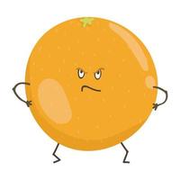 enojado malvado personaje de dibujos animados de frutas naranjas. personaje de dibujos animados divertido lindo naranja vector