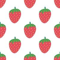 Strawberry seamless vector pattern. Repeating background with summer fruit berry. Use for fabric, gift wrap, packaging