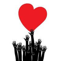 Hands with smiles isolated. Vector illustration of template for Valentine's day.