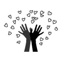 Hands release a lot of hearts vector