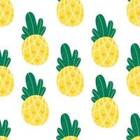 Pineapples summer seamless pattern. Vector illustration for textiles and wallpapers. On a white background. Doodle style exotic tropical fruits