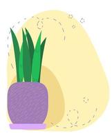 Card with doodle flower pot vector