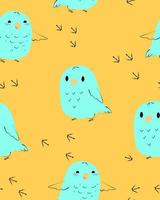 Pattern with draw bird vector
