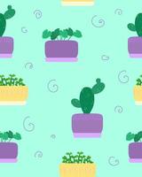 Pattern with flower pot vector