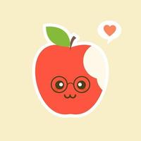 ilustraciones de diseño de personajes de manzana mordida. colección de personajes de frutas ilustración vectorial de un personaje de manzana divertido y sonriente. vector