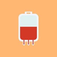 Blood donation plastic bag in flat style. Donate blood concept. Medical background. Vector illustration.
