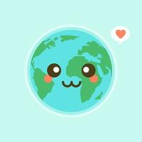 emoji lindo y divertido de la tierra del mundo que muestra emociones de personajes coloridos ilustraciones vectoriales. la tierra, salvar el planeta, ahorrar energía, el concepto del día de la tierra vector