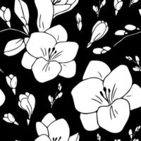 Seamless pattern with white freesia flowers vector