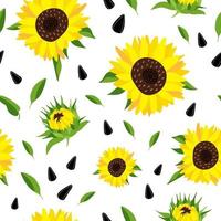 Hand drawn sunflowers seamless pattern