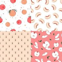 Set of fruits seamless patterns vector