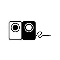 Mini Audio Speaker Silhouette. Black and White Icon Design Element on Isolated White Background vector