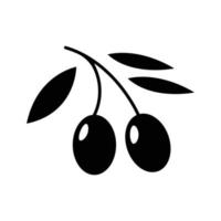 silueta de oliva. elemento de diseño de icono en blanco y negro sobre fondo blanco aislado vector