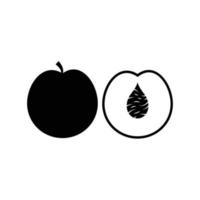 Peach Silhouette. Black and White Icon Design Element on Isolated White Background vector