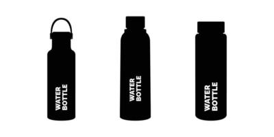 Water Bottle Silhouette. Black and White Icon Design Element on Isolated White Background