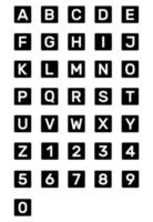 silueta de bloques de alfabeto y números. elemento de diseño de icono en blanco y negro sobre fondo blanco aislado vector