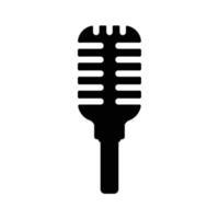 Retro Microphone Silhouette. Black and White Icon Design Element on Isolated White Background vector