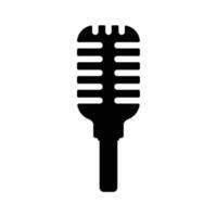 Retro Microphone Silhouette. Black and White Icon Design Element on Isolated White Background vector