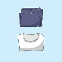 ilustración de icono de vector de camiseta doblada y pantalones largos. vector de ropa doblada. estilo de caricatura plano adecuado para la página de inicio web, pancarta, volante, pegatina, papel tapiz, fondo