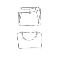 Folded Clothes Outline Icon Illustration on Isolated White Background Suitable for T-Shirt, Trousers, Outfit Icon vector