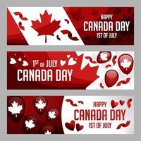 feliz día de canadá banner set vector