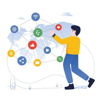 Flat illustration of media network with high resolution