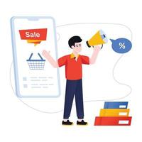 An editable flat illustration of sale promotion vector