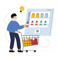 Person purchasing products from a shopping website, flat illustration