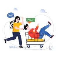 la ilustración plana de compras es escalable y fácil de usar vector