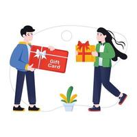 recompensa de compras, ilustración plana de tarjeta de regalo vector