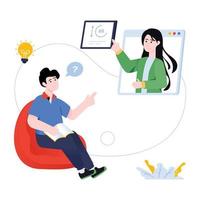 Get a glimpse of online lecture flat illustration vector