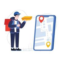 An editable flat illustration of mobile tracking vector