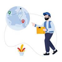 Visually appealing flat illustration of global delivery vector