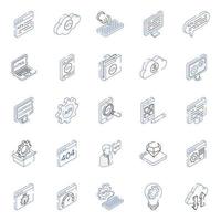 iconos isométricos de desarrollo de software vector