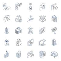 Set of Futuristic Objects Isometric Icons vector