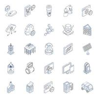 Set of Futuristic Objects Isometric Icons vector