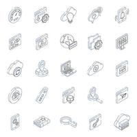 Set of SEO Outline Isometric Icons vector