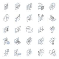 Pack of Statistics Isometric Icons vector