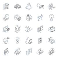 conjunto de iconos de contorno isométrico de mecánica
