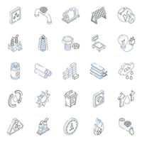 paquete de iconos isométricos de equipos industriales vector