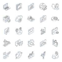 Isometric Icons of Business and Finance vector