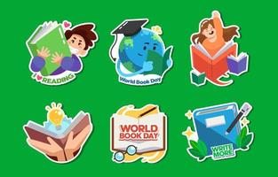World Book Day Sticker Concept vector