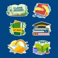 Set of World Book Day Sticker vector