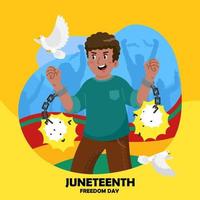 niño feliz en el día de la libertad del 10 de junio vector