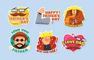 Set of Hand drawn Father's Day Stickers vector