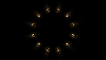 fogos de artifício de néon abstratos com efeito de luz dourada de forma de ponto pequeno reunidos. luzes de néon fundo animado movimento abstrato. video